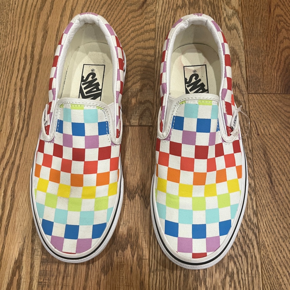 2 / $40 | Vans Rainbow Checkerboard Classic Slip On Shoes Womens 6 NWOT